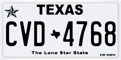 TX license plate CVD4768