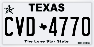 TX license plate CVD4770