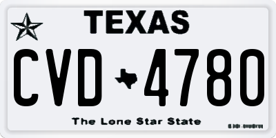 TX license plate CVD4780