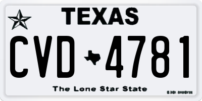 TX license plate CVD4781