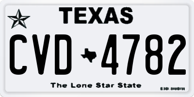 TX license plate CVD4782