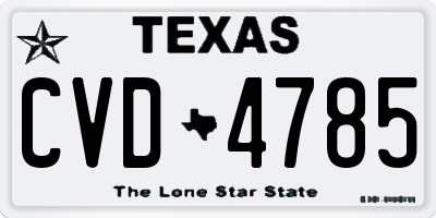 TX license plate CVD4785