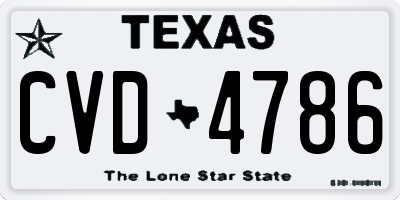 TX license plate CVD4786