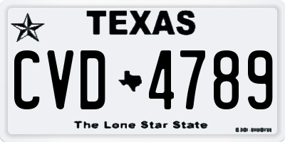 TX license plate CVD4789