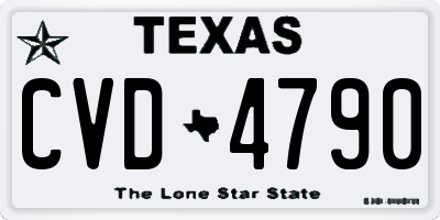 TX license plate CVD4790