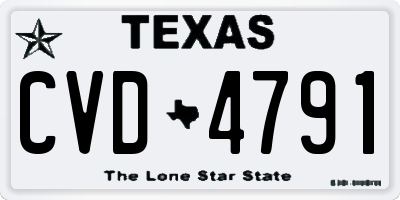 TX license plate CVD4791