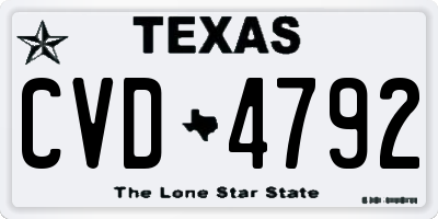 TX license plate CVD4792