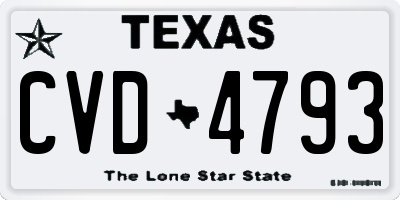 TX license plate CVD4793