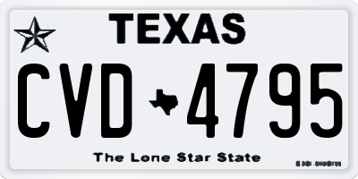 TX license plate CVD4795