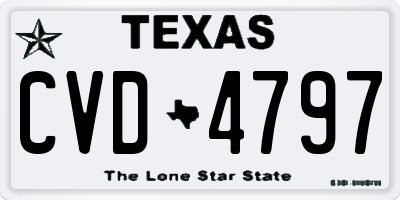 TX license plate CVD4797
