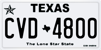 TX license plate CVD4800