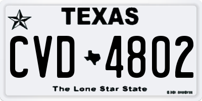 TX license plate CVD4802