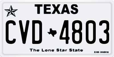 TX license plate CVD4803