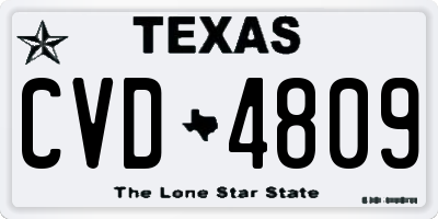 TX license plate CVD4809