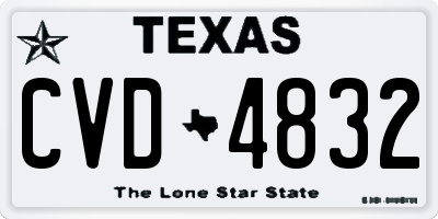 TX license plate CVD4832