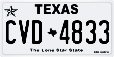 TX license plate CVD4833