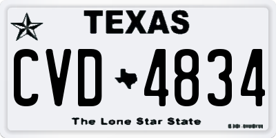 TX license plate CVD4834