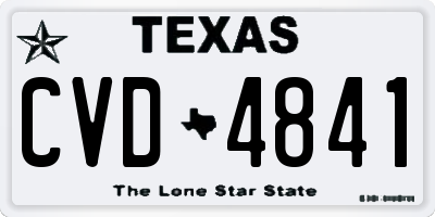 TX license plate CVD4841