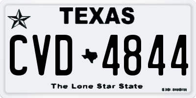 TX license plate CVD4844