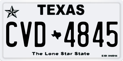 TX license plate CVD4845
