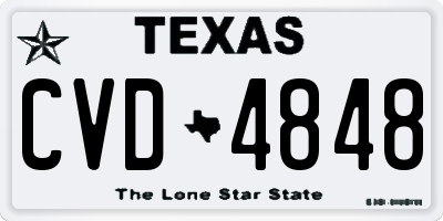 TX license plate CVD4848