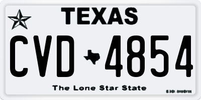 TX license plate CVD4854