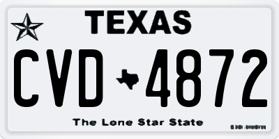 TX license plate CVD4872