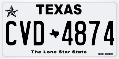 TX license plate CVD4874