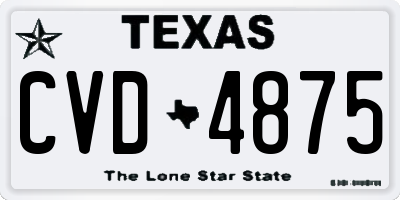 TX license plate CVD4875
