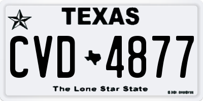 TX license plate CVD4877