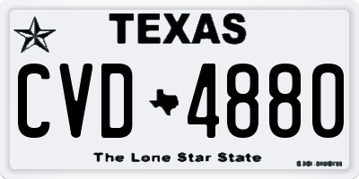 TX license plate CVD4880