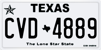 TX license plate CVD4889