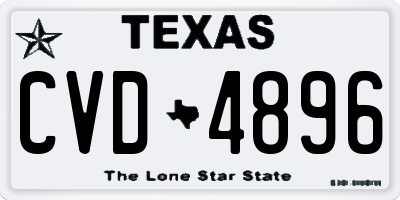 TX license plate CVD4896