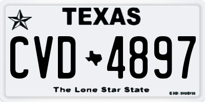TX license plate CVD4897