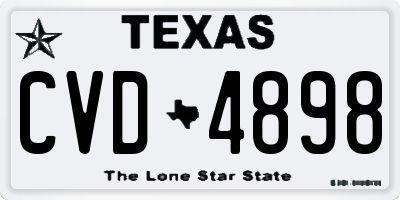 TX license plate CVD4898