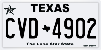 TX license plate CVD4902