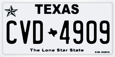 TX license plate CVD4909