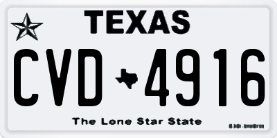 TX license plate CVD4916