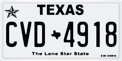TX license plate CVD4918