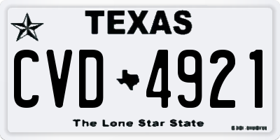 TX license plate CVD4921