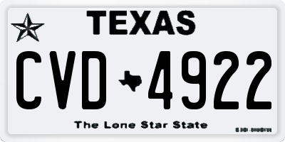 TX license plate CVD4922