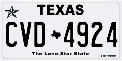 TX license plate CVD4924