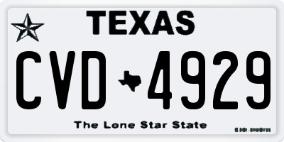 TX license plate CVD4929