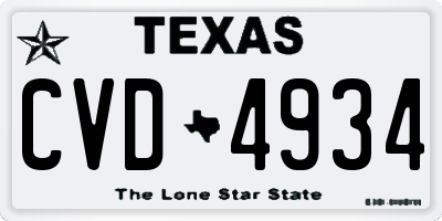 TX license plate CVD4934
