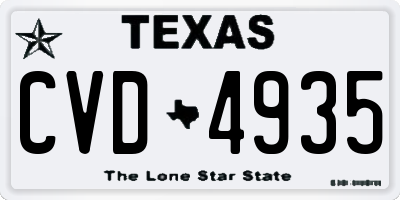 TX license plate CVD4935