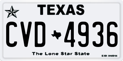 TX license plate CVD4936