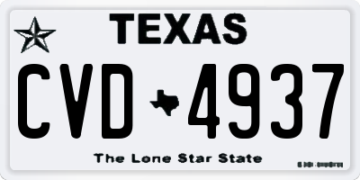 TX license plate CVD4937
