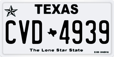 TX license plate CVD4939