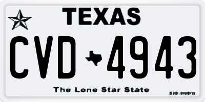 TX license plate CVD4943
