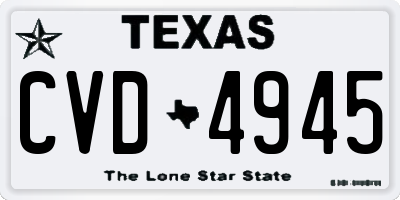 TX license plate CVD4945